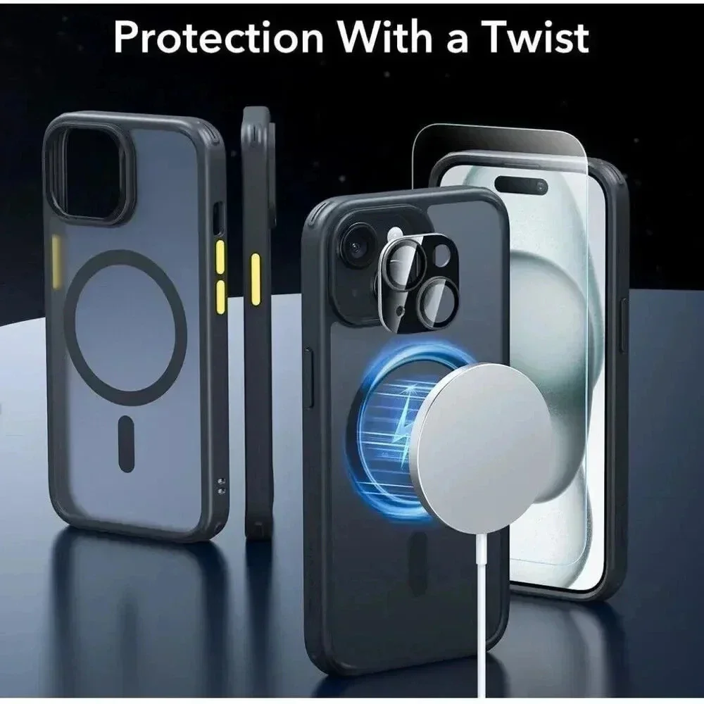 ESR Translucent Black Matte Case for iPhone 15 Case‎ Screen & Lens Protectors